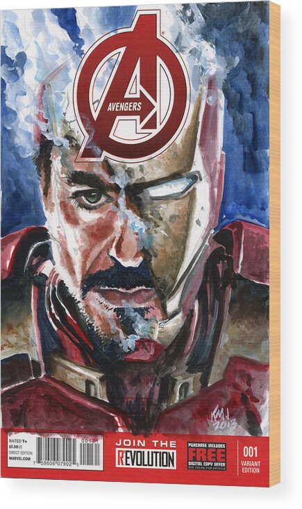 Iron Man Wood Print featuring the painting Iron Man by Ken Meyer jr