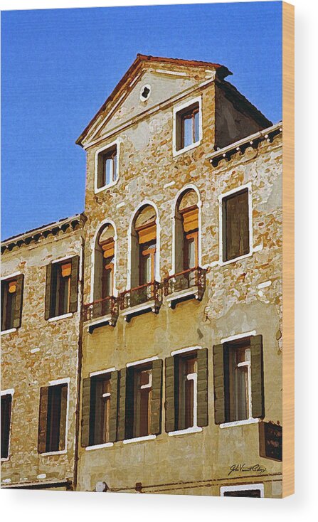 Ititaly Wood Print featuring the digital art Italian Balcony by John Vincent Palozzi