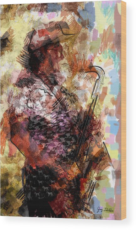 Musician Wood Print featuring the photograph Jazz Sax Player by Gary De Capua