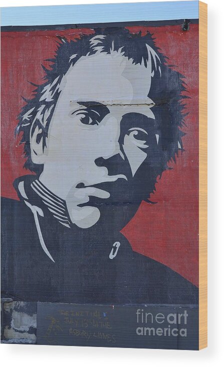 Shepard Fairey Wood Print featuring the photograph Johnny Rotten by Allen Beatty