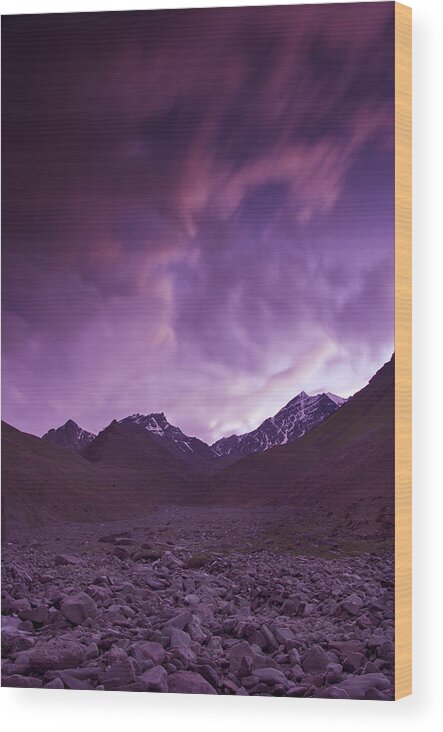 Mountains Wood Print featuring the photograph Kangri Twilight by Aaron Bedell