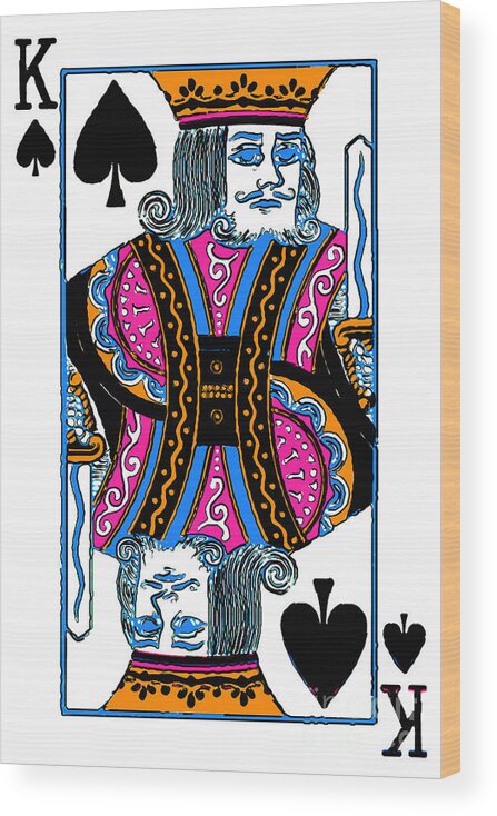 Card Wood Print featuring the photograph King of Spades - v3 by Wingsdomain Art and Photography