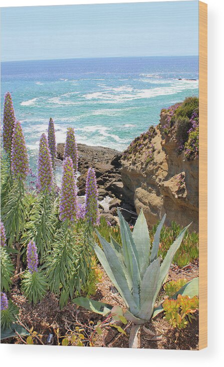 Coast Wood Print featuring the photograph Laguna Coast with Flowers by Jane Girardot