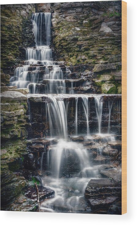 Waterfall Wood Print featuring the photograph Lake Park Waterfall by Scott Norris