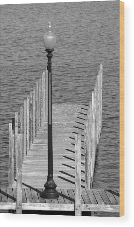 New England Wood Print featuring the photograph Lamp and Pier by Caroline Stella