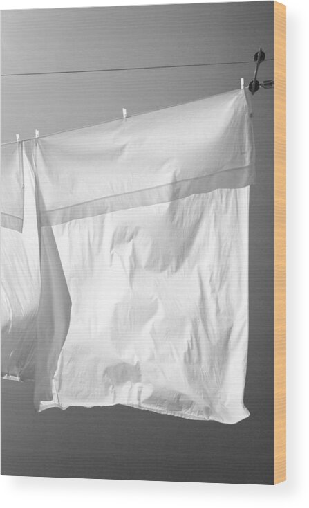 Line Drying Laundry Wood Print featuring the photograph Laundry 9 by Allan Morrison
