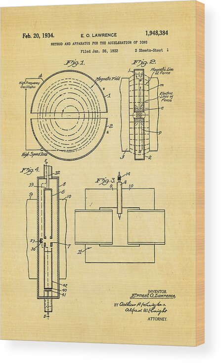 1934 LAWRENCE CYCLOTRON ION Accelerator Patent Art Print READY TO FRAME!!!