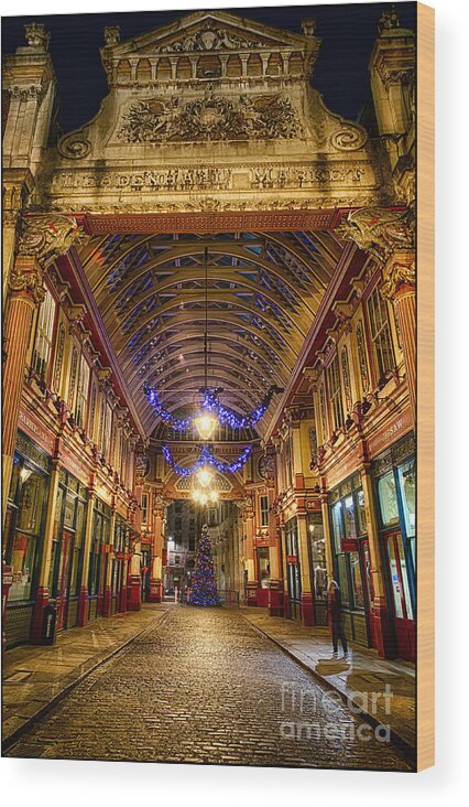 Leadenhall Market Wood Print featuring the photograph Leadenhall Christmas Lights by Jack Torcello