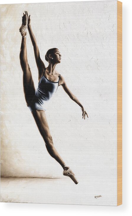 Dance Wood Print featuring the painting Leap of Faith by Richard Young