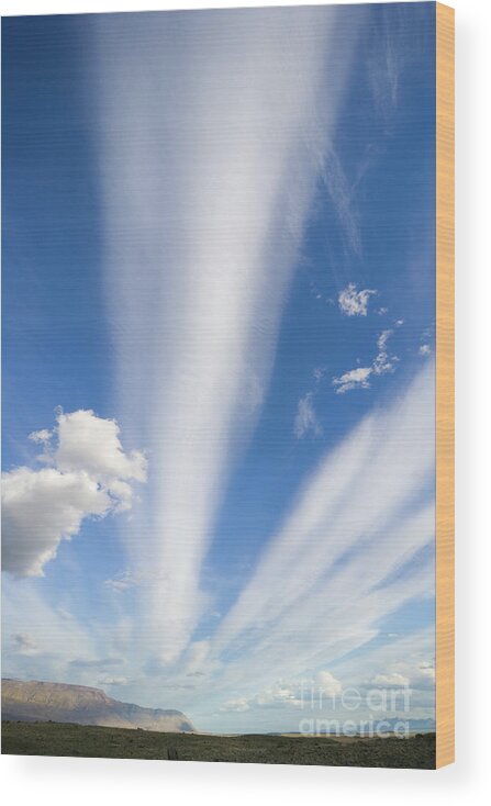 00346024 Wood Print featuring the photograph Lenticular And Cumulus Clouds Patagonia by Yva Momatiuk and John Eastcott