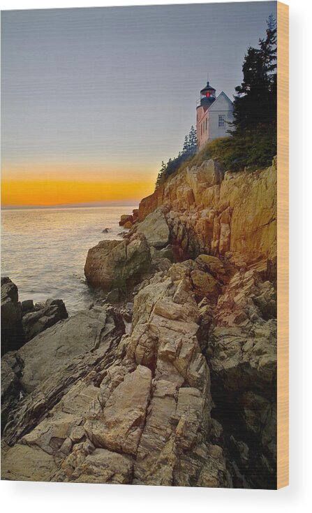 Bass Harbor Wood Print featuring the photograph Lighthouse by Hal Horwitz