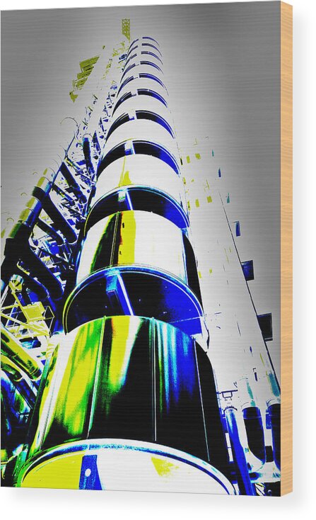 Abstract Wood Print featuring the digital art Lloyd's Building London Art by David Pyatt