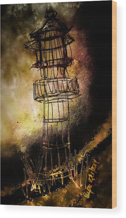 Lighthouse Wood Print featuring the mixed media Lonely Lighthouse by Mimulux Patricia No