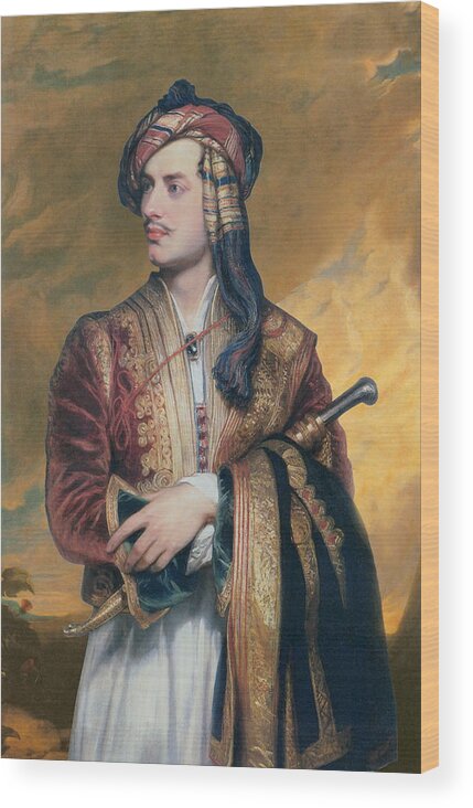 Thomas Phillips Wood Print featuring the painting Lord Byron in Albanian Dress by Thomas Phillips