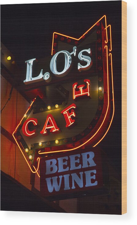 Retro Wood Print featuring the photograph L.O's Cafe by Gigi Ebert