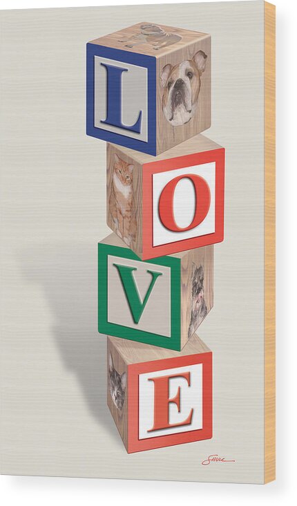 Love Wood Print featuring the digital art Love Blocks by Harold Shull