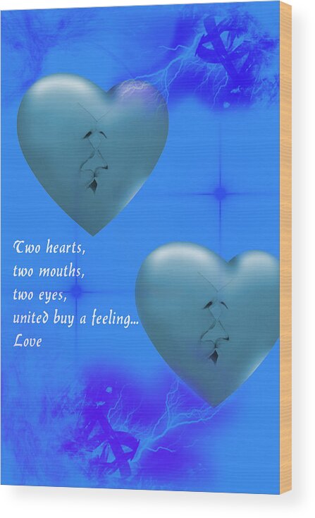 Digital Art Wood Print featuring the digital art Love on Valentine's Day by Angel Jesus De la Fuente