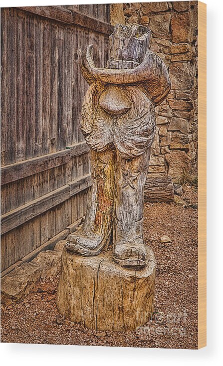 Luckenbach Wood Print featuring the photograph Luckenbach Texas Cowboy by Priscilla Burgers