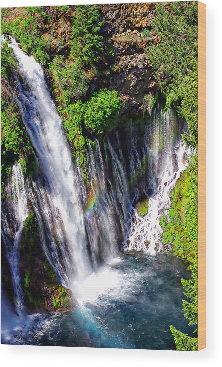 California Wood Print featuring the photograph McArthur Burney Falls Rainbow by Scott McGuire