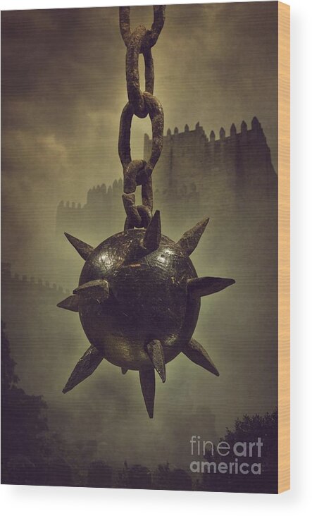 Mist Wood Print featuring the photograph Medieval Spike Ball by Carlos Caetano
