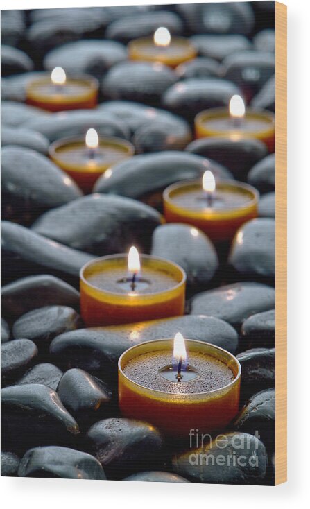Candles Wood Print featuring the photograph Meditation Candles by Olivier Le Queinec