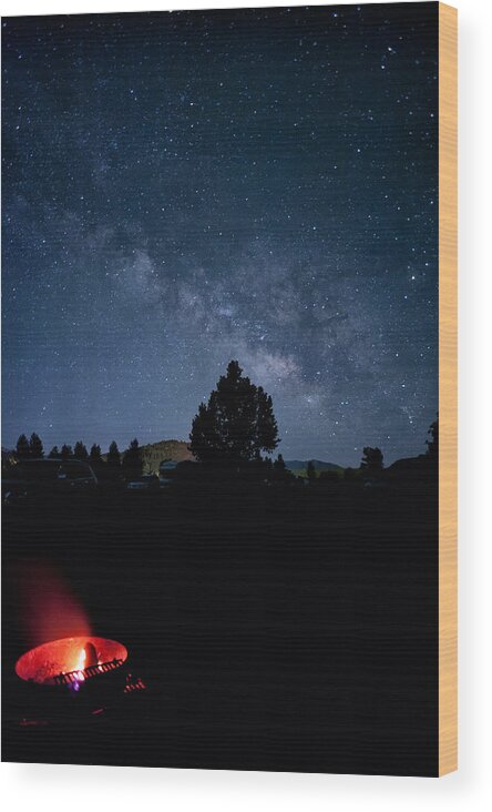 Best Sellers Wood Print featuring the photograph Milky Way and Campfire by Melany Sarafis