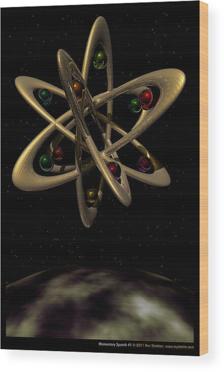 Gold Wood Print featuring the digital art Momentary Sputnik 1 by Ann Stretton