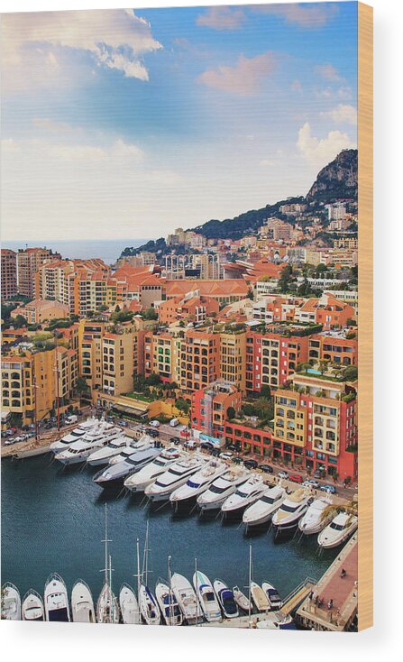 Tranquility Wood Print featuring the photograph Monaco - Exclusive Parking by John And Tina Reid