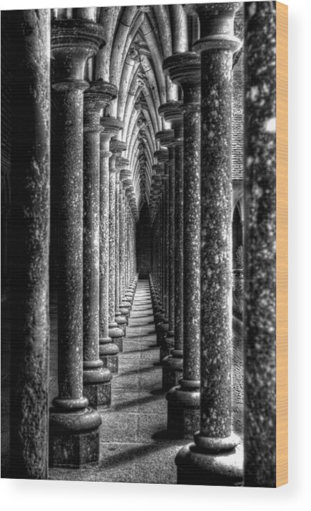 Mont St Michel Wood Print featuring the photograph Mont St Michel Pillars by Nigel R Bell