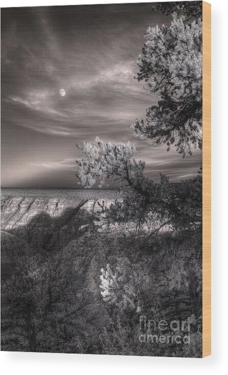 Moonrise South Rim Wood Print featuring the digital art Moonrise South Rim by William Fields