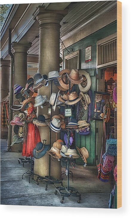 French Market Wood Print featuring the photograph More Hats Inside by Brenda Bryant