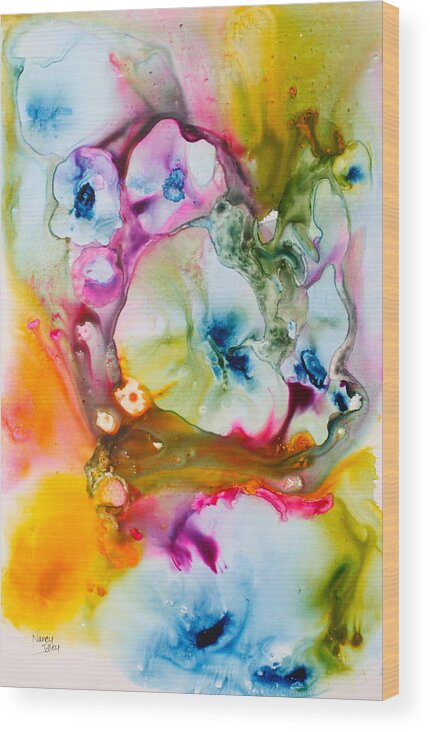 Abstract Wood Print featuring the painting Morning Glory by Nancy Jolley