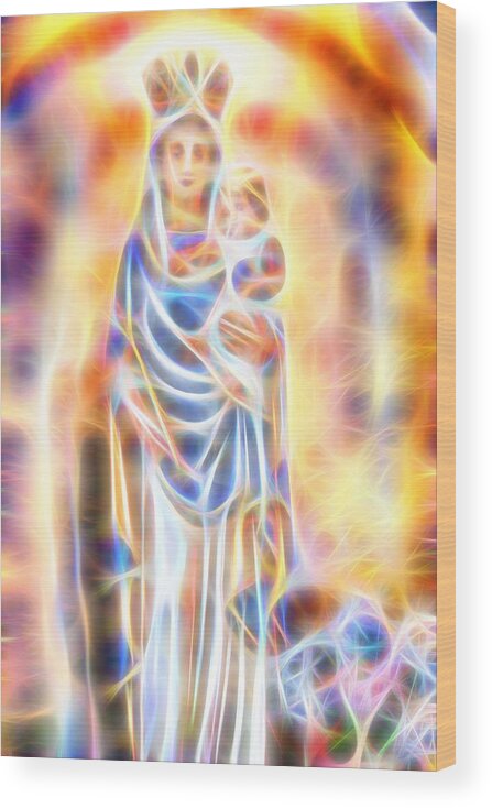 Mary Wood Print featuring the painting Mother of Light by David Luebbert