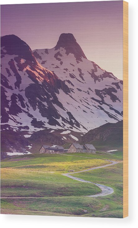 Extreme Terrain Wood Print featuring the photograph Mountain Climbers Retreat In The by Howardoates
