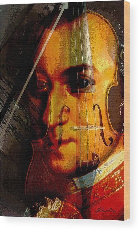 Classical Music Wood Print featuring the digital art Mozart by John Vincent Palozzi