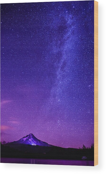 Milky Way Wood Print featuring the photograph Mt. Hood Milky Way 01 by Lori Grimmett