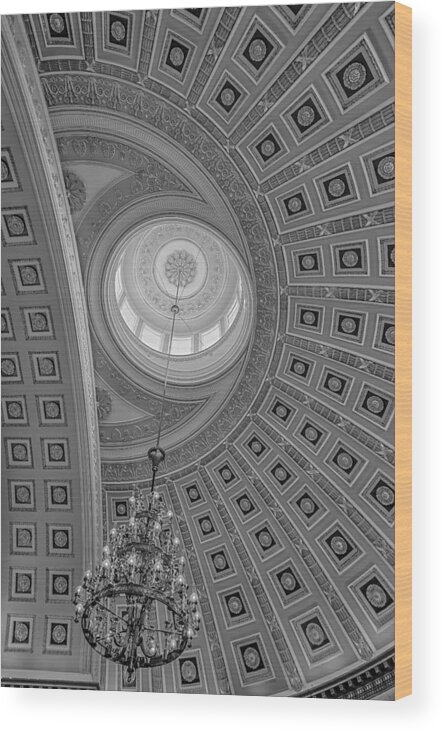 Architecture Wood Print featuring the photograph National Statuary Rotunda BW by Susan Candelario