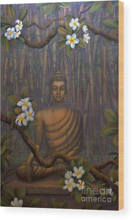 Buddha Paintings Wood Print featuring the painting Nature of Buddha by Yuliya Glavnaya