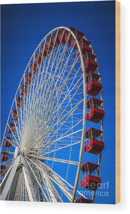 America Wood Print featuring the photograph Navy Pier Ferris Wheel in Chicago by Paul Velgos