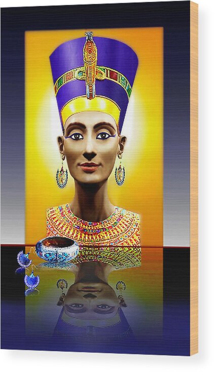 Nefertiti Wood Print featuring the digital art Nefertiti The Beautiful by Hartmut Jager