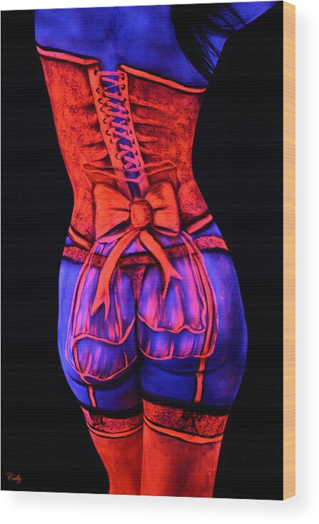 Bodypaint Wood Print featuring the photograph Neon Dream I by Angela Rene Roberts and Cully Firmin