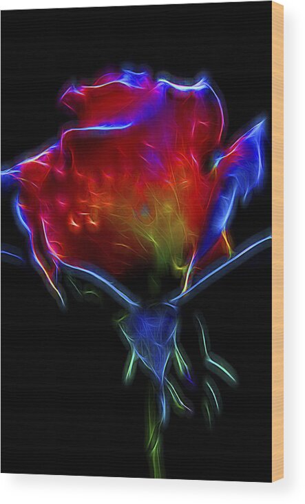 Rose Wood Print featuring the digital art Neon Rose by William Horden