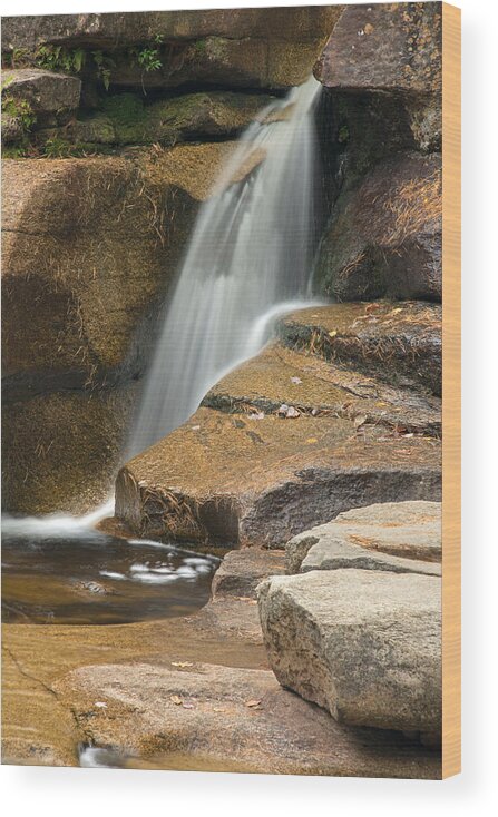 New Hampshire Wood Print featuring the photograph New Hampshire Waterfall by Nancy De Flon