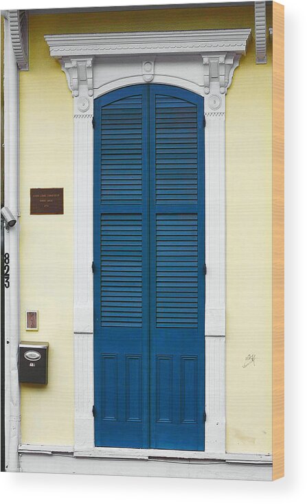 Front Wood Print featuring the photograph New Orleans Blue Door by Alexandra Till