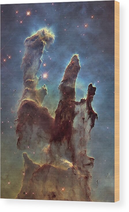 3scape Wood Print featuring the photograph Hubble Pillars of Creation HD Tall by Adam Romanowicz