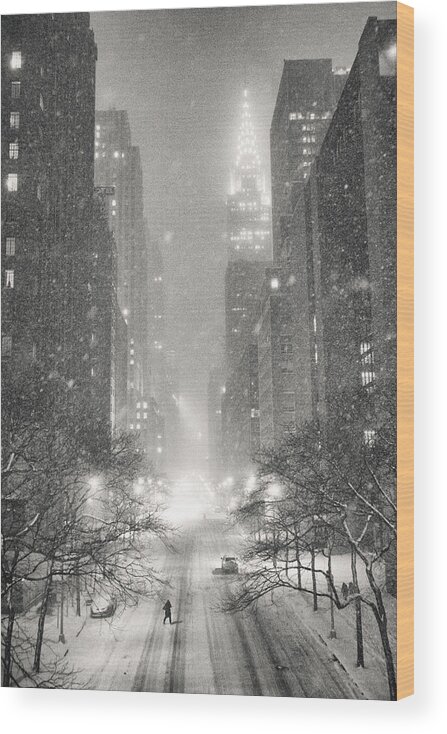 Nyc Wood Print featuring the photograph New York City - Winter Night Overlooking the Chrysler Building by Vivienne Gucwa
