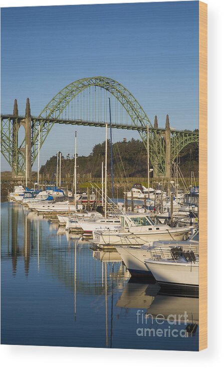 Oregon Wood Print featuring the photograph Newport Harbor Morning by Brian Jannsen