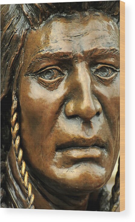 Art Wood Print featuring the photograph Nez Perce Indian Bronze, Joseph, Oregon by Theodore Clutter
