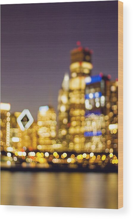 Chicago Wood Print featuring the photograph Night Lights - Abstract Chicago Skyline by Melanie Alexandra Price