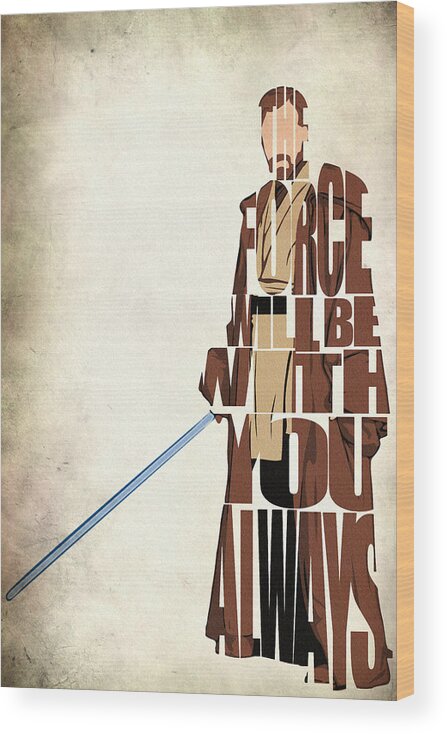 Obi-wan Kenobi Wood Print featuring the digital art Obi-Wan Kenobi - Ewan McGregor by Inspirowl Design
